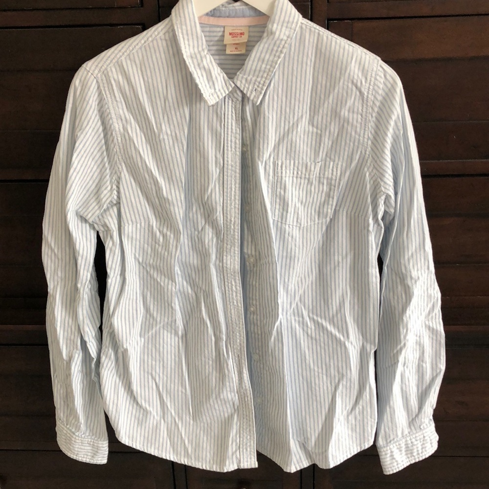 Mossimo Blue & White Striped Button Down Shirt